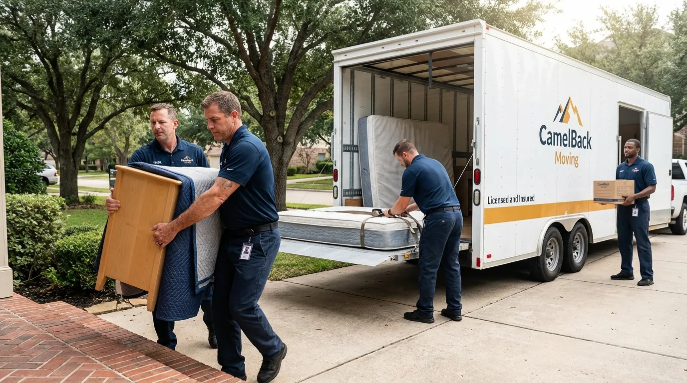 Crew loading residential truck for cross-state move from Grand Ronde, OR